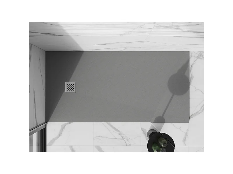 Mexen Stone+ rectangular composite shower tray 160 x 70 cm, grey-concrete - 44617016