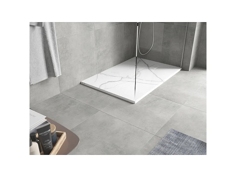 Mexen Hugo rektangulær SMC bruserbakke 120 x 70 cm, hvid sten - 42157012