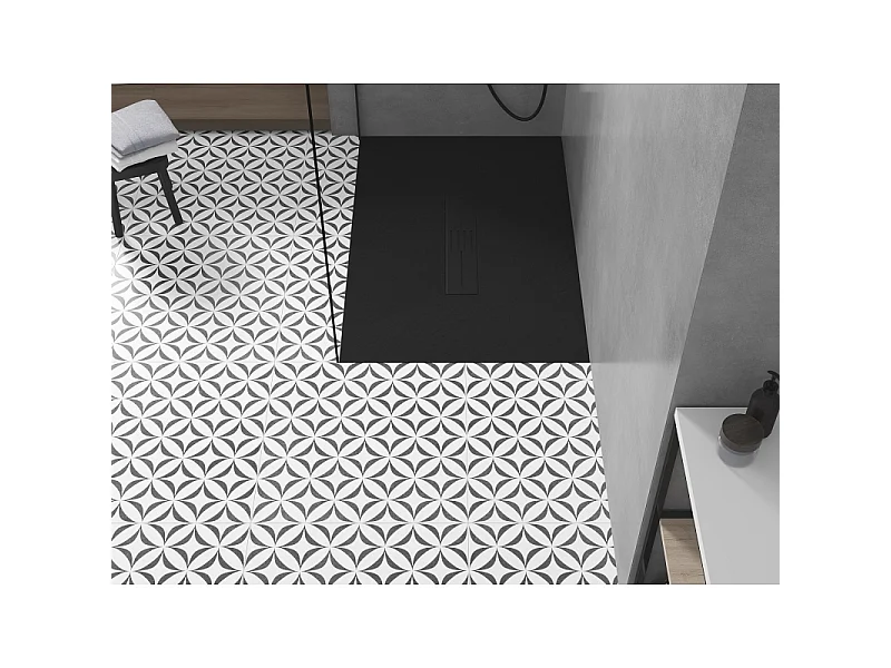 Mexen Toro plato de ducha rectangular SMC 100 x 80 cm, negro, cubierta negra - 43708010-B