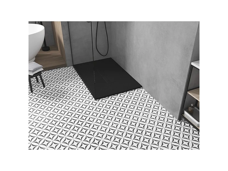 Mexen Toro plato de ducha rectangular SMC 100 x 80 cm, negro, cubierta negra - 43708010-B