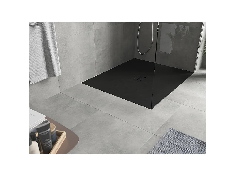 Mexen Hugo Receveur de douche rectangulaire SMC 130 x 100 cm, noir, cache noir - 42701013-B