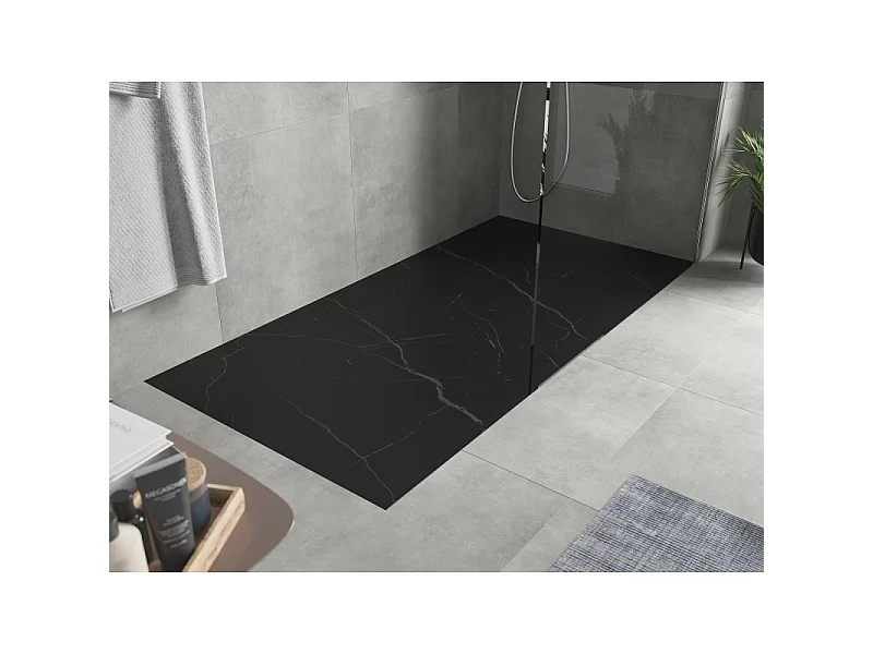 Mexen Hugo Rechteckige Duschwanne SMC 180 x 80 cm, schwarzer Stein - 42758018