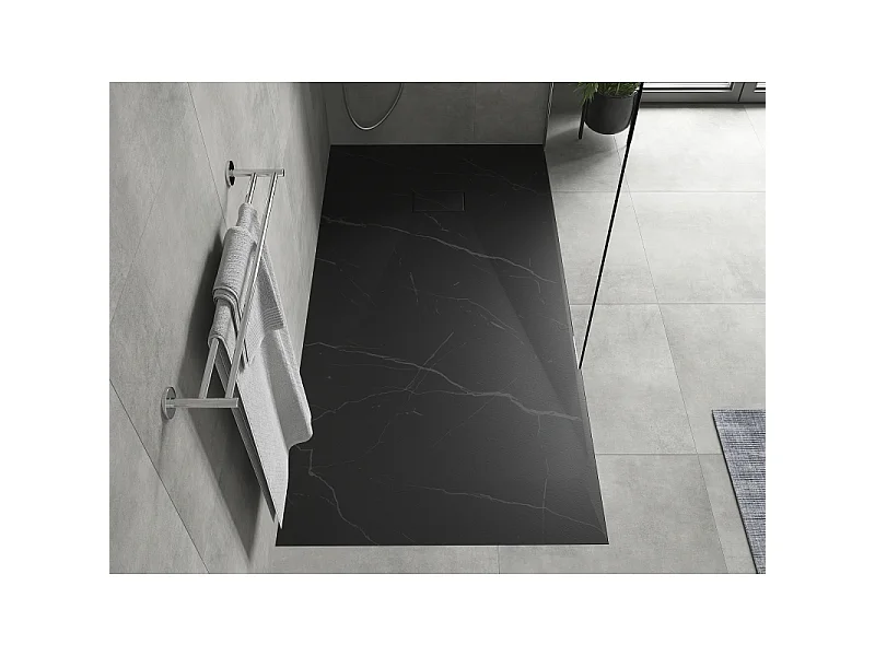 Mexen Hugo Rechteckige Duschwanne SMC 180 x 80 cm, schwarzer Stein - 42758018