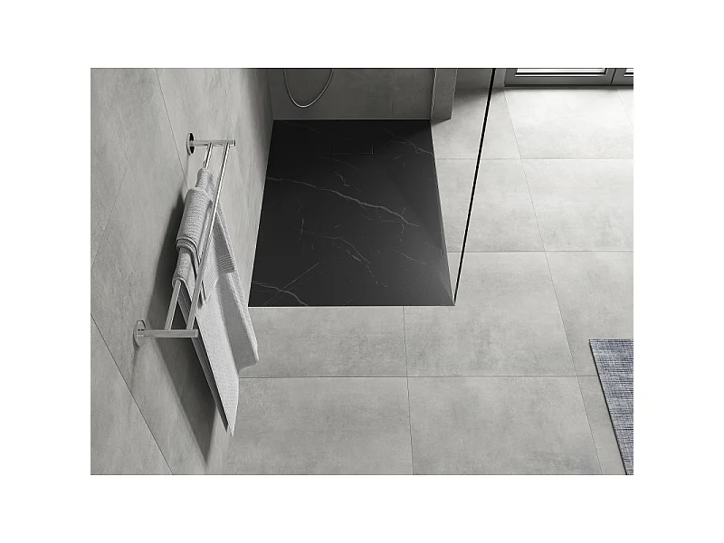 Mexen Hugo Rechteckige Duschwanne SMC 100 x 80 cm, schwarzer Stein - 42758010