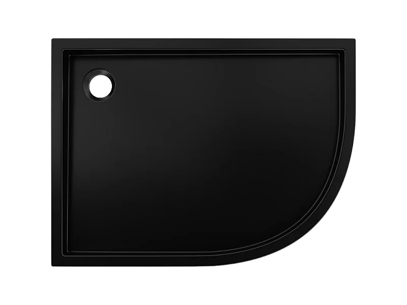 Mexen Flow+ semi-circular asymmetrical left shower tray 100 x 90 cm, black matte - 46Q709010LH