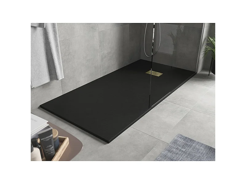 Mexen Hugo base de duche retangular SMC 180 x 90 cm, preta, cobertura dourada - 42709018-G