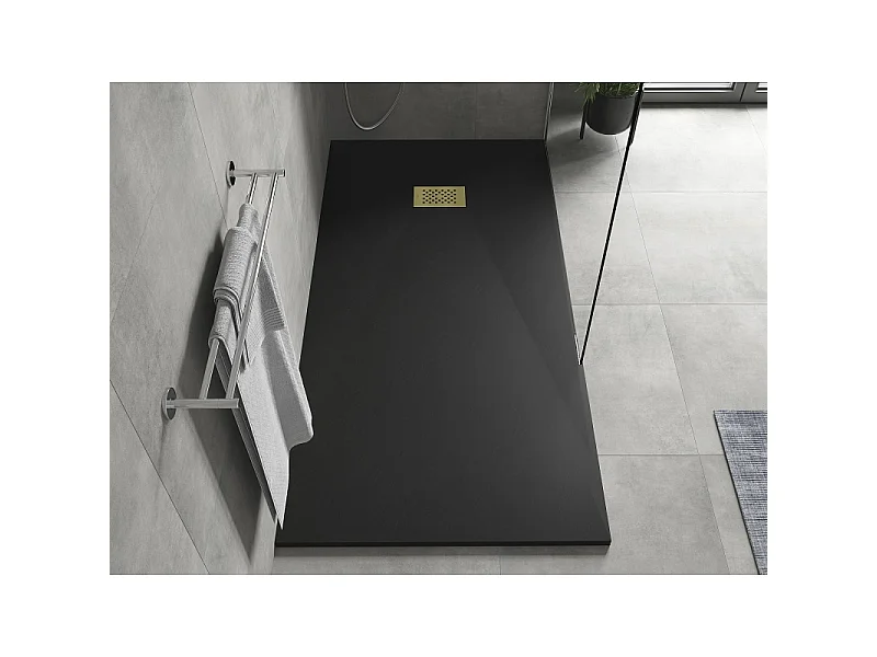 Mexen Hugo base de duche retangular SMC 180 x 90 cm, preta, cobertura dourada - 42709018-G