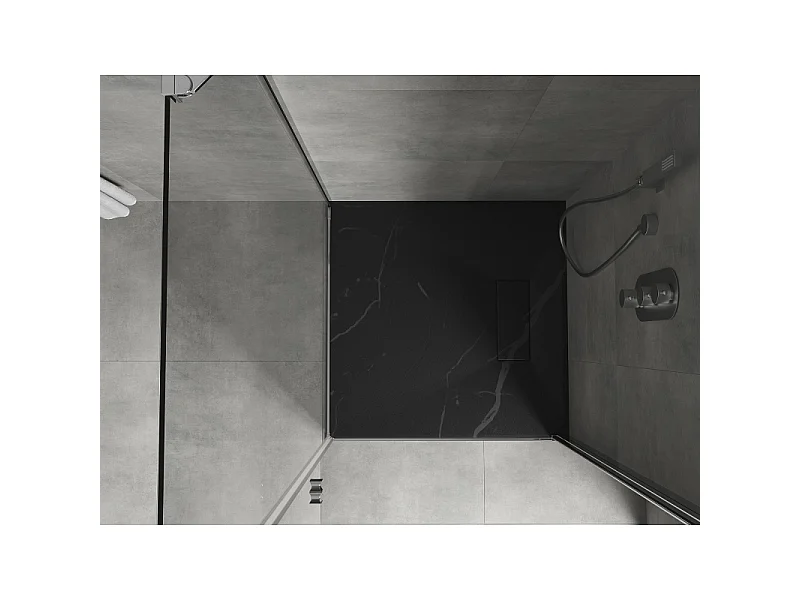Mexen Hugo quadratische Duschwanne SMC 90 x 90 cm, schwarzer Stein - 42759090