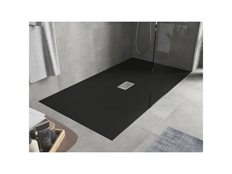 Mexen Hugo brodzik prostokątny SMC 150 x 100 cm, czarny, maskownica inox - 42701015-X