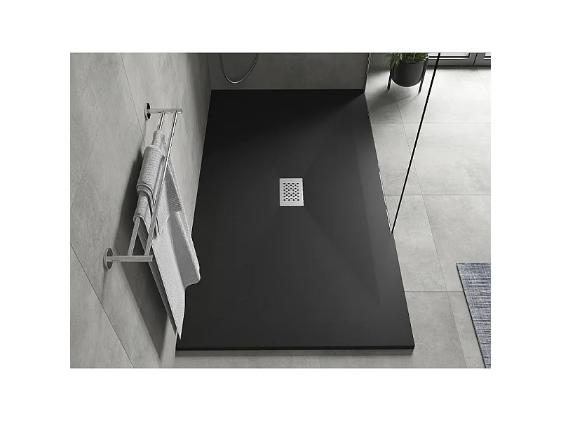 Mexen Hugo brodzik prostokątny SMC 150 x 100 cm, czarny, maskownica inox - 42701015-X