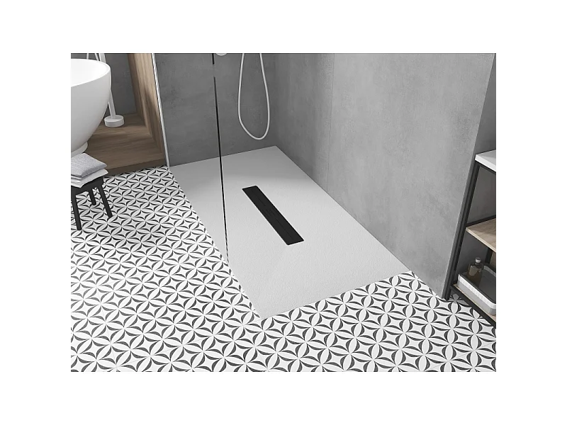 Mexen Toro plato de ducha rectangular SMC 170 x 90 cm, blanco, cubierta negra - 43109017-B