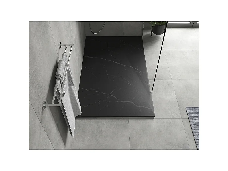 Mexen Hugo Rechteckige Duschwanne SMC 150 x 80 cm, schwarzer Stein - 42758015