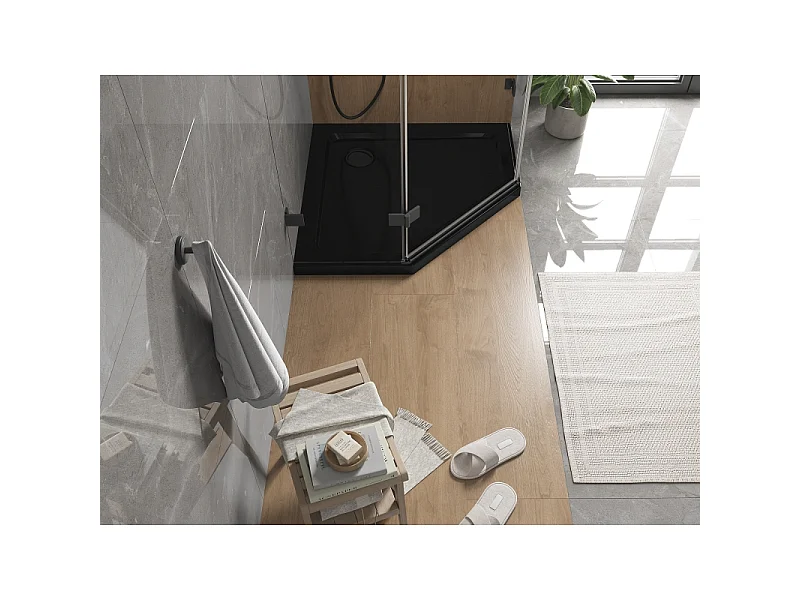 Mexen Flat receveur de douche pentagonal slim 90 x 90 cm, noir, siphon noir - 41P709090-B