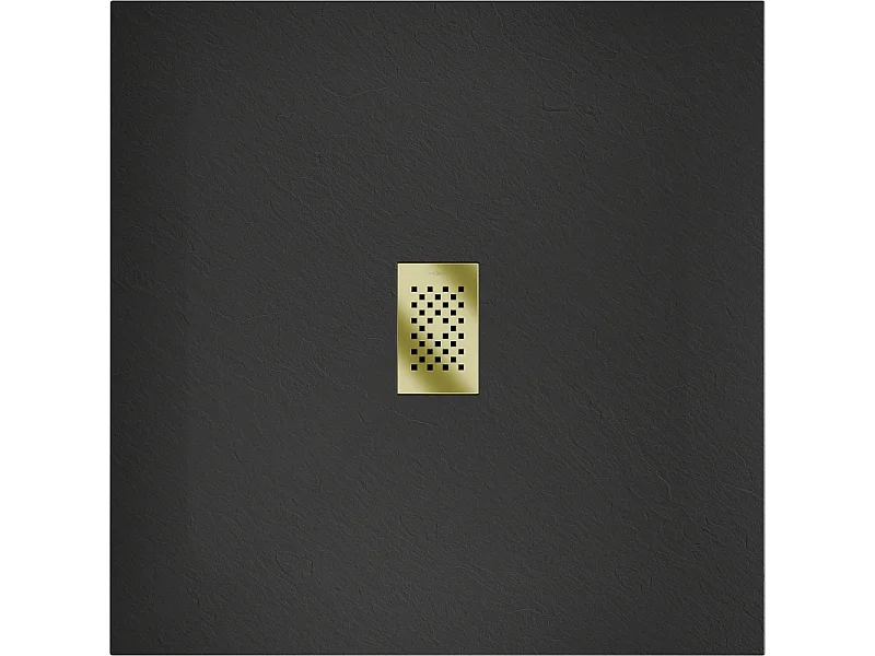 Mexen Hugo receveur de douche carré SMC 100 x 100 cm, noir, cache doré - 42701010-G