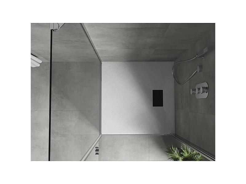 Mexen Hugo SMC Square Shower Tray 70 x 70 cm, White, Black Cover - 42107070-B