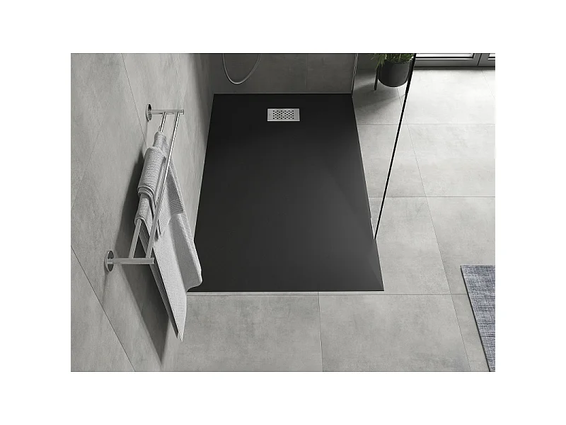 Mexen Hugo brodzik prostokątny SMC 160 x 90 cm, czarny, maskownica inox - 42709016-X