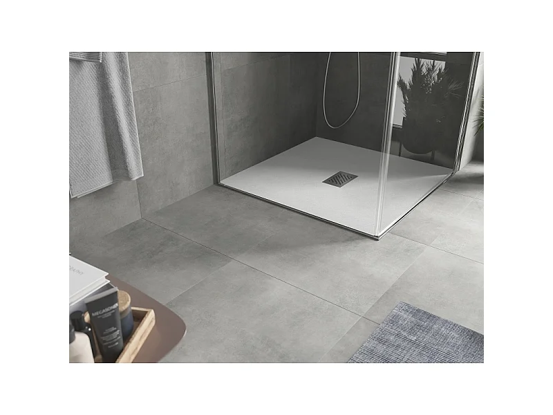 Mexen Hugo receveur de douche carré SMC 100 x 100 cm, blanc, cache inox - 42101010-X