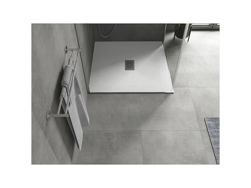 Mexen Hugo receveur de douche carré SMC 100 x 100 cm, blanc, cache inox - 42101010-X