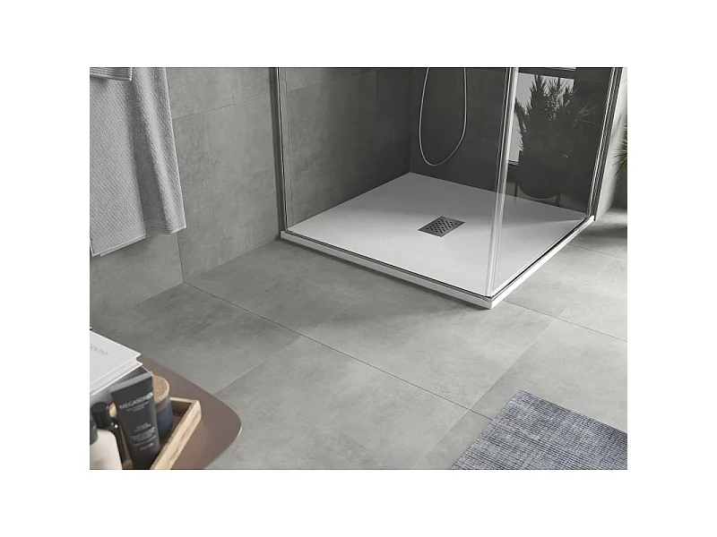 Mexen Hugo receveur de douche carré SMC 100 x 100 cm, blanc, cache inox - 42101010-X