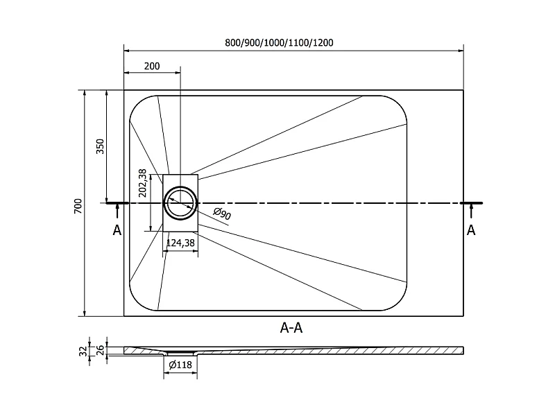 Mexen Hugo rechthoekige douchebak SMC 100 x 70 cm, wit - 42107010