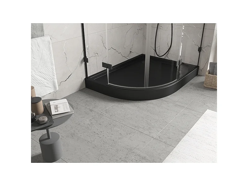 Mexen Flow+ asymmetrical right semi-circular tray 100 x 90 cm, black matte - 46Q709010RH