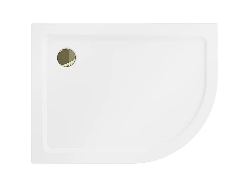 Mexen Flat brodzik półokrągły slim lewy 100 x 80 cm, biały, syfon złoty - 41108010L-G