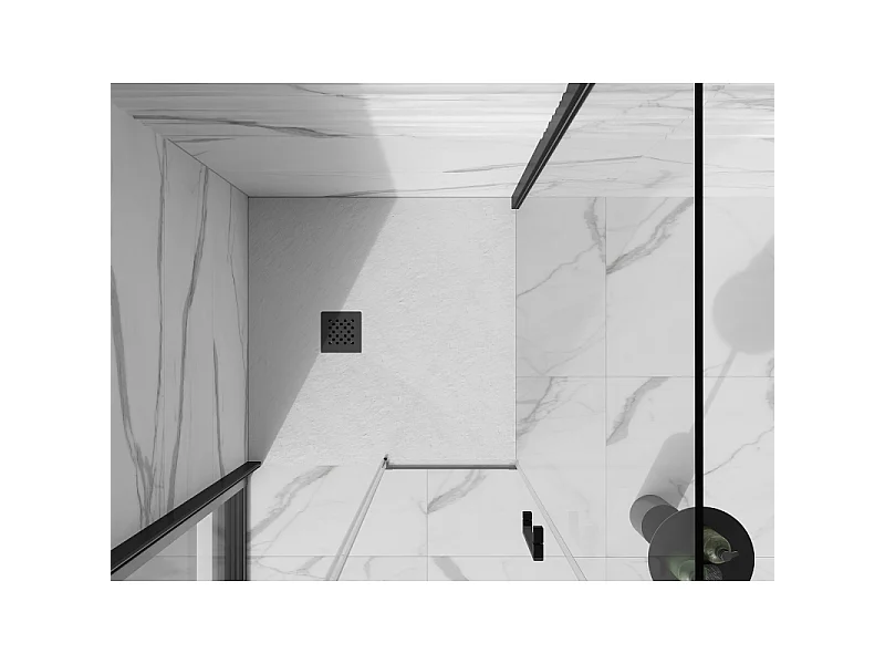 Mexen Stone+ composite square shower tray 100 x 100 cm, white, black cover - 44101010-B