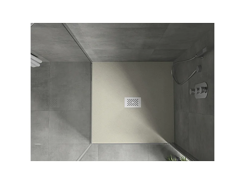 Mexen Hugo Kvadratna tuš osnova SMC 80 x 80 cm, bež, bela maska - 42698080-W