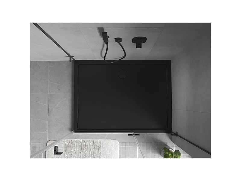 Mexen Flow rechteckige Duschwanne slim 80 x 70 cm, schwarzmatt - 46R707080