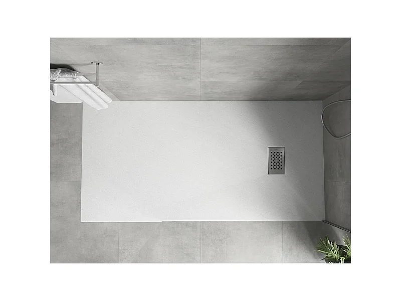Mexen Hugo brodzik prostokątny SMC 170 x 80 cm, biały, maskownica inox - 42108017-X