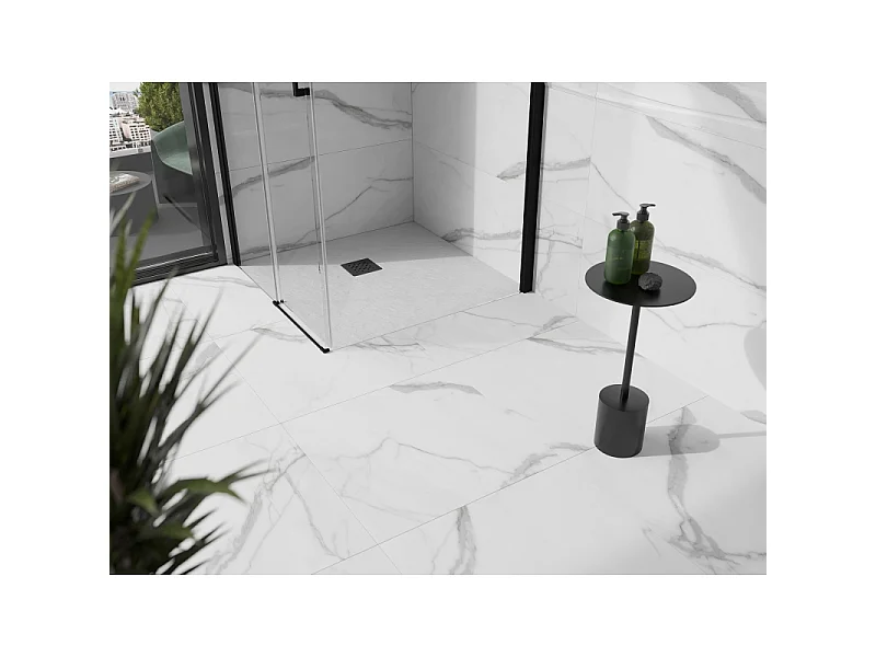 Mexen Stone+ square composite shower tray 90 x 90 cm, white, black cover - 44109090-B