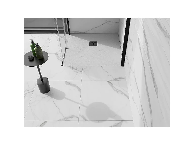 Mexen Stone+ square composite shower tray 90 x 90 cm, white, black cover - 44109090-B