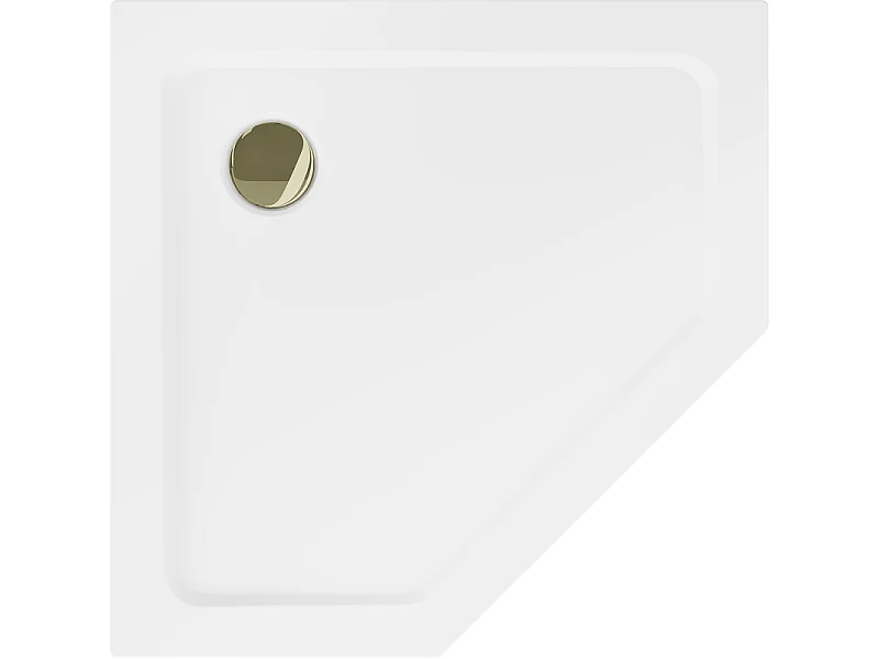 Mexen Flat receveur de douche pentagonal slim 90 x 90 cm, blanc, siphon doré - 41P109090-G