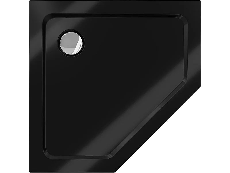 Mexen Flat Pentagonale Duschwanne Slim 80 x 80 cm, schwarz, Ablauf Chrom - 41P708080