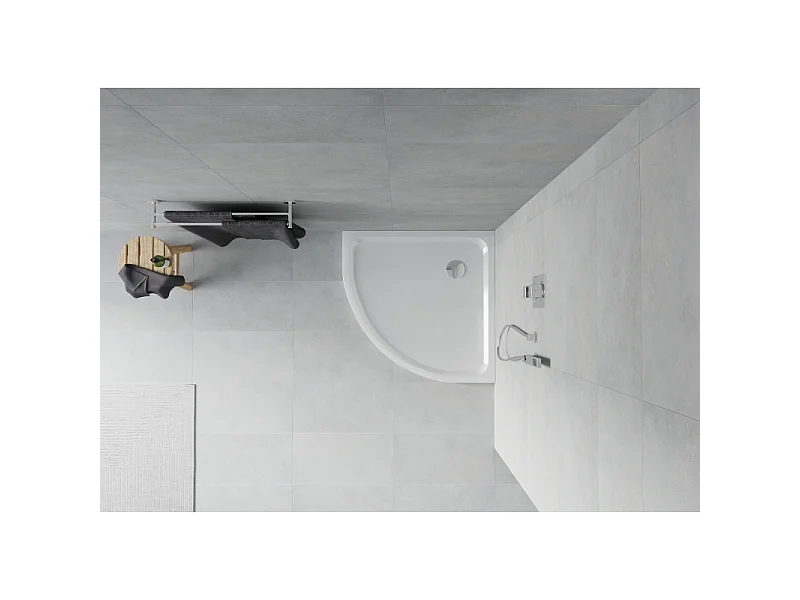 Mexen Flat slim halfronde douchebak 70 x 70 cm, wit, sifon chroom - 41107070