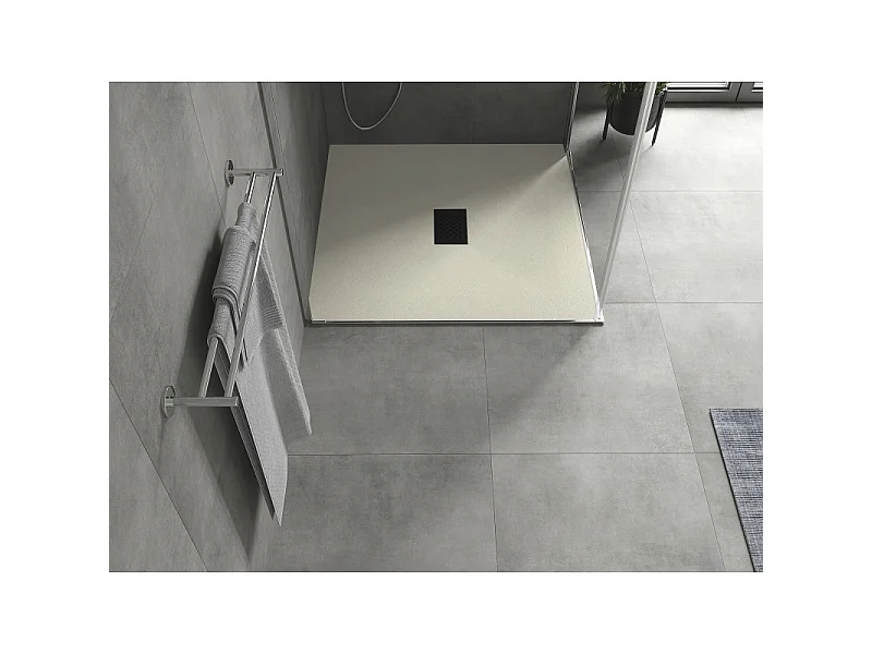 Mexen Hugo quadratische Duschwanne SMC 80 x 80 cm, beige, schwarze Abdeckung - 42698080-B
