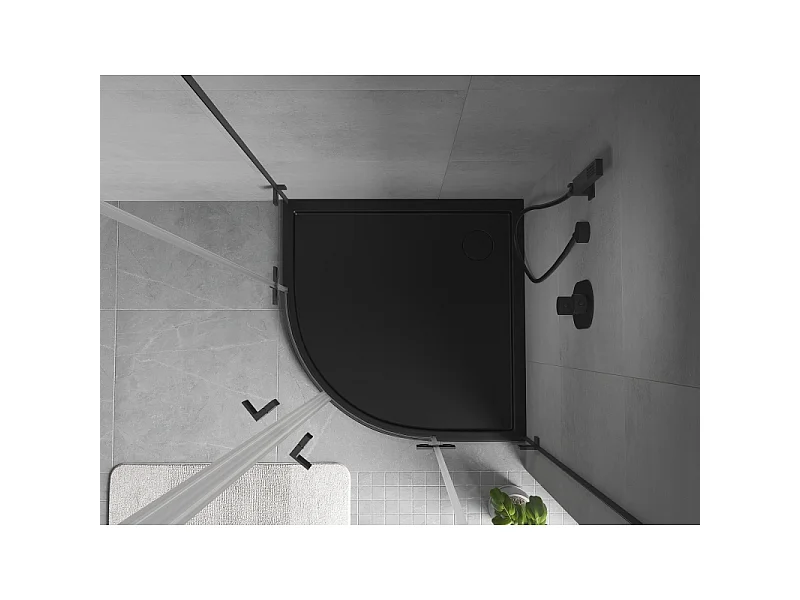 Mexen Flow halfcirkel douchebak slim 100 x 100 cm, zwart mat - 46Q701010