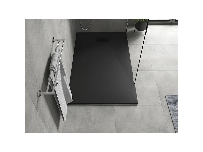 Mexen Hugo rektangulær SMC-bruserbakke 160 x 90 cm, sort, sort afdækning - 42709016-B