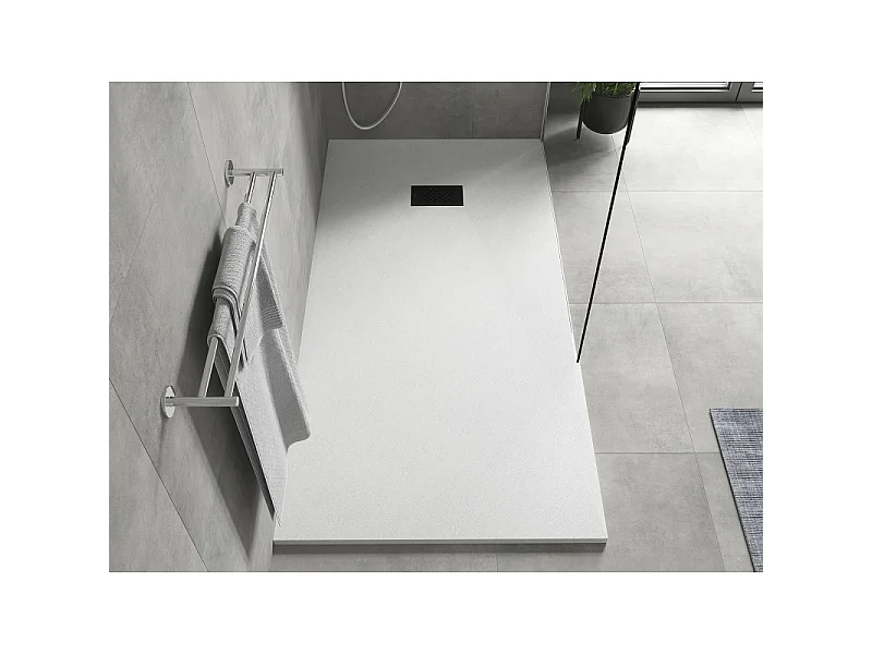 Mexen Hugo rechthoekige SMC-douchebak 180 x 90 cm, wit, zwarte afdekking - 42109018-B