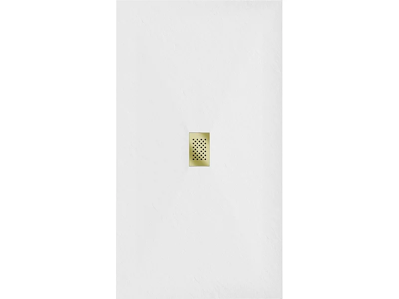 Mexen Hugo plato de ducha rectangular SMC 160 x 100 cm, blanco, cubierta dorada - 42101016-G