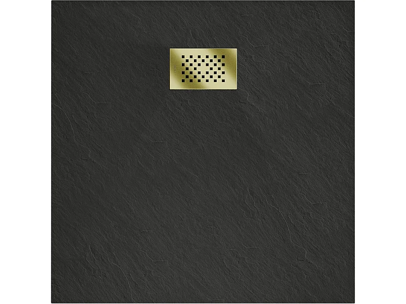 Mexen Hugo receveur de douche carré SMC 90 x 90 cm, noir, cache doré - 42709090-G