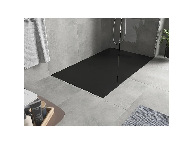 Mexen Hugo rektangulært brusekar SMC 160 x 80 cm, sort, sort dækplade - 42708016-B