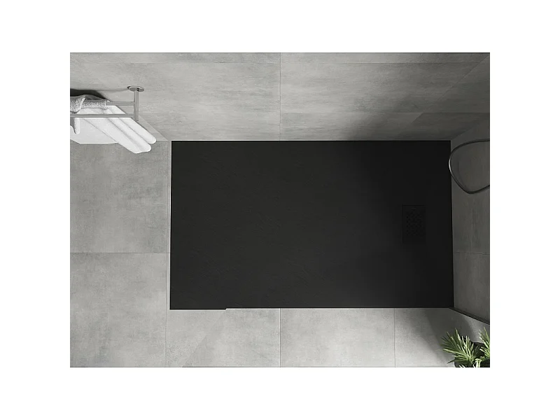 Mexen Hugo rektangulært brusekar SMC 160 x 80 cm, sort, sort dækplade - 42708016-B