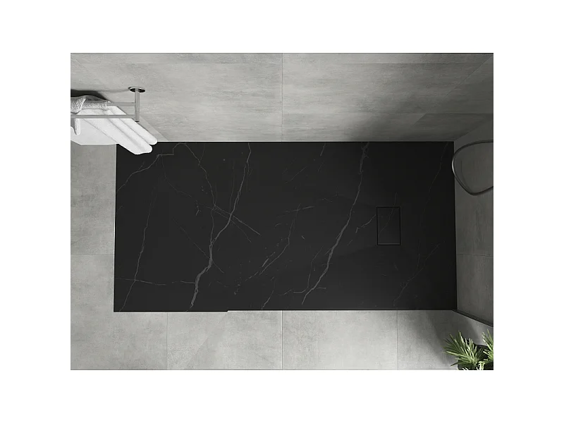 Mexen Hugo Rechteckige Duschwanne SMC 180 x 90 cm, schwarzer Stein - 42759018