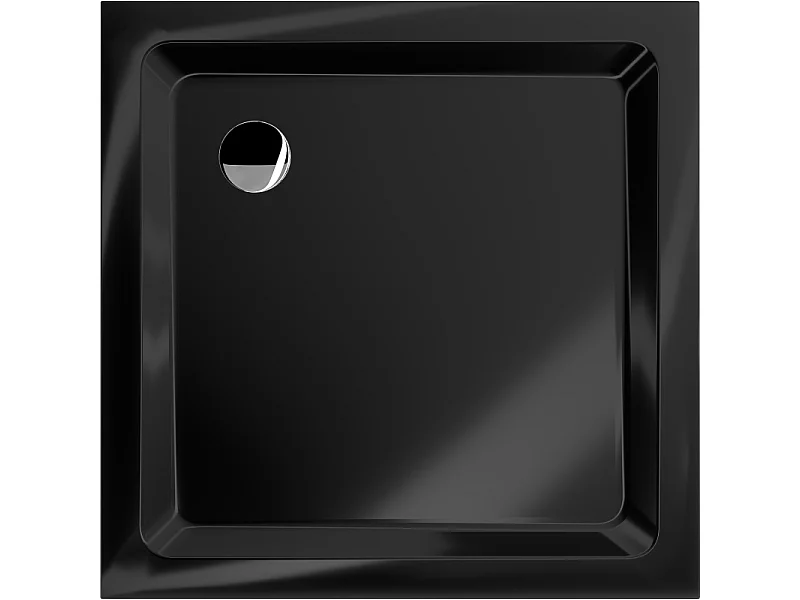Mexen Flat quadratische Duschwanne Slim 90 x 90 cm, schwarz, Ablauf chrom - 40709090