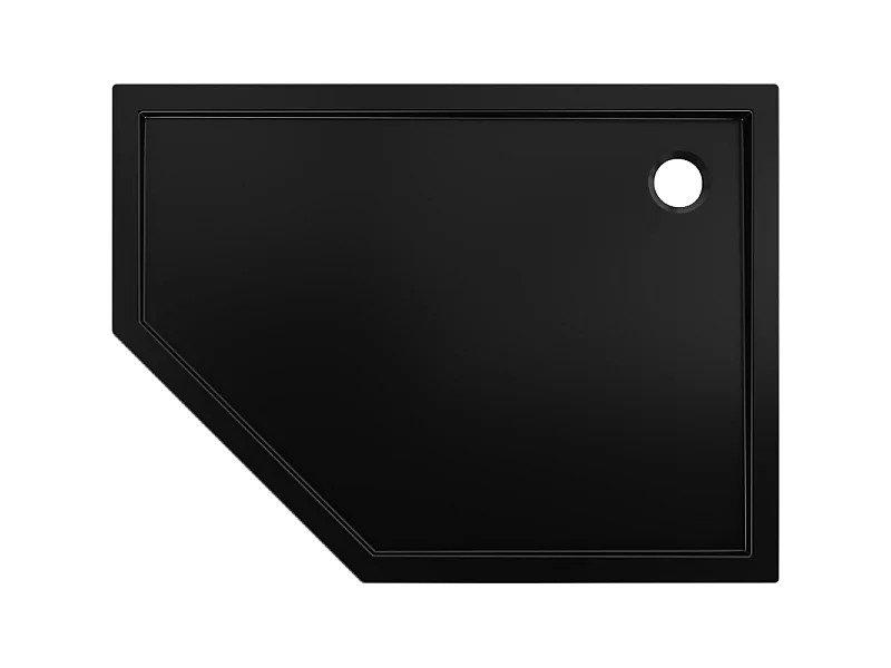 Mexen Flow Fünfeck-Duschwanne Slim rechts 90 x 80 cm, Schwarz matt - 46P708090R