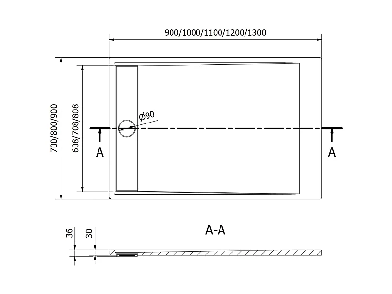 Mexen Amon rechthoekige douchebak SMC 120 x 90 cm, wit - 4F109012