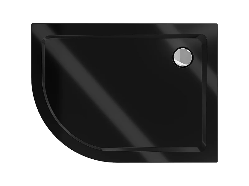 Mexen Flat Halbrunde Slim Duschwanne rechts 120 x 80 cm, schwarz, Siphon Chrom - 41708012P