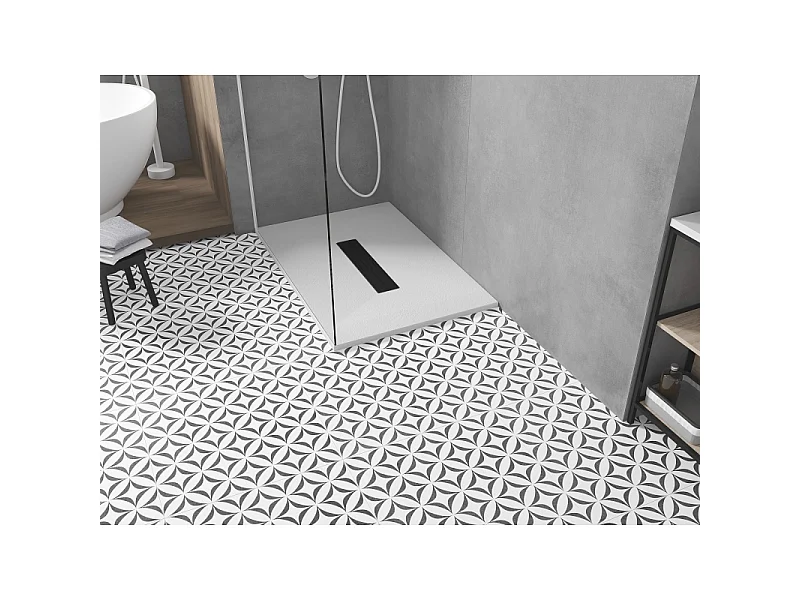 Mexen Toro plato de ducha rectangular SMC 140 x 70 cm, blanco, cubierta negra - 43107014-B