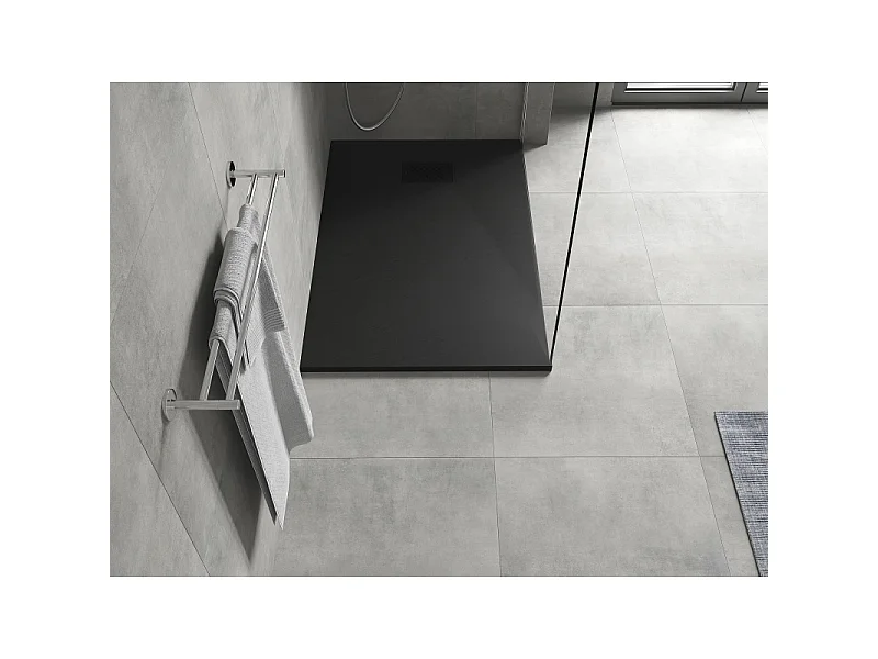 Mexen Hugo rektangulært SMC-brusekar 120 x 80 cm, sort, sort dækplade - 42708012-B